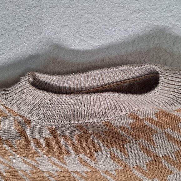 Women's Sweater Houndstooth Vest Brown Size M - Picture 4 of 5